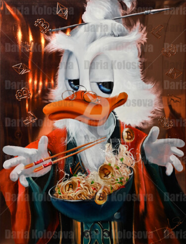 Pittura intitolato "Duck Sensei" da Daria Kolosova, Opera d'arte originale, Olio