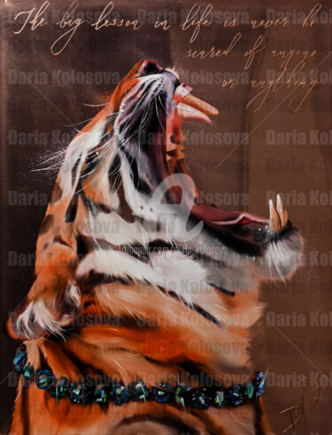 Malerei mit dem Titel "Tiger 2022" von Daria Kolosova, Original-Kunstwerk, Öl