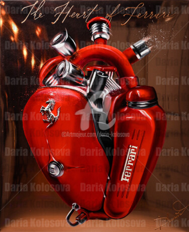 Ζωγραφική με τίτλο "The Heart Of Ferrari" από Daria Kolosova, Αυθεντικά έργα τέχνης, Λάδι
