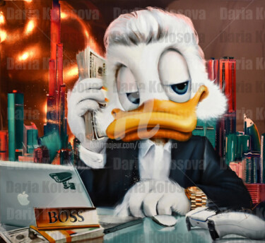 Painting titled "Duck Boss" by Daria Kolosova, Original Artwork, Oil