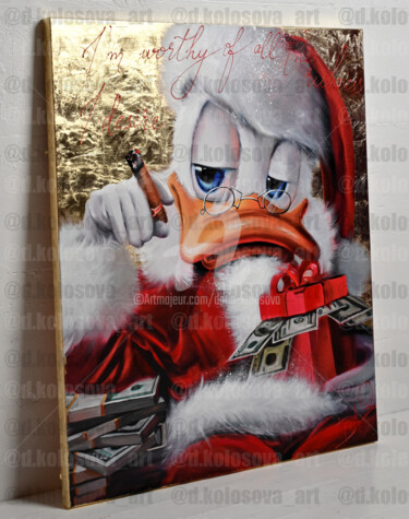 Malerei mit dem Titel "Scrooge Santa limit…" von Daria Kolosova, Original-Kunstwerk, Öl