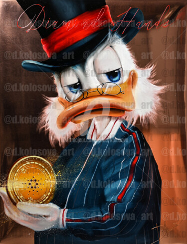 Painting titled "Duck with Cardano C…" by Daria Kolosova, Original Artwork, Oil