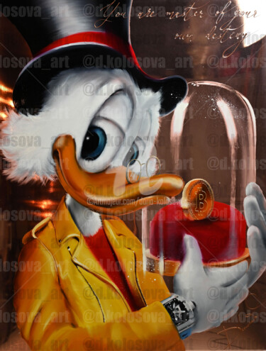 Painting titled "Happy Duck" by Daria Kolosova, Original Artwork, Oil