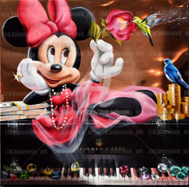 Painting titled "Minnie steinway" by Daria Kolosova, Original Artwork, Oil Mounted on Wood Stretcher frame