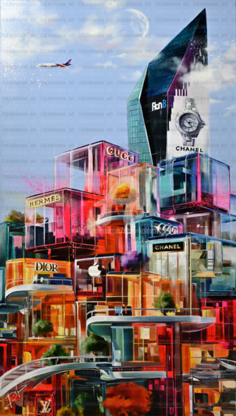 Pintura titulada "Plan B City" por Daria Kolosova, Obra de arte original, Oleo Montado en Bastidor de camilla de madera