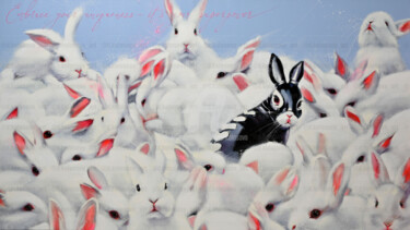 Malerei mit dem Titel "Rabbits" von Daria Kolosova, Original-Kunstwerk, Öl Auf Keilrahmen aus Holz montiert