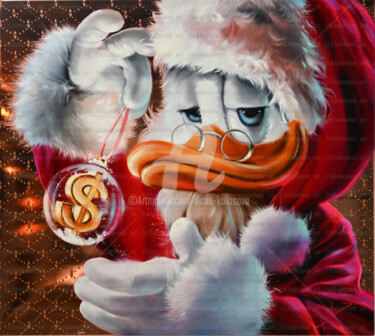 Картина под названием "Santa Duck 84x94" - Daria Kolosova, Подлинное произведение искусства, Масло Установлен на Деревянная…