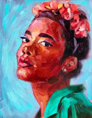 African American Woman Painting Female Portrait Ζωγραφική με τίτλο "African American Wo…" από Daria Masnik, Αυθεντικά έργα τέχνης, Λάδι