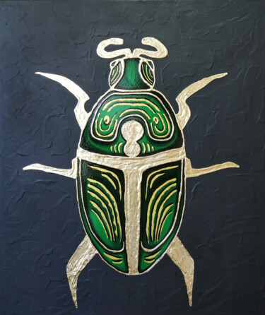 Painting titled "SCARAB" by Daria Motovilova, Original Artwork, Acrylic