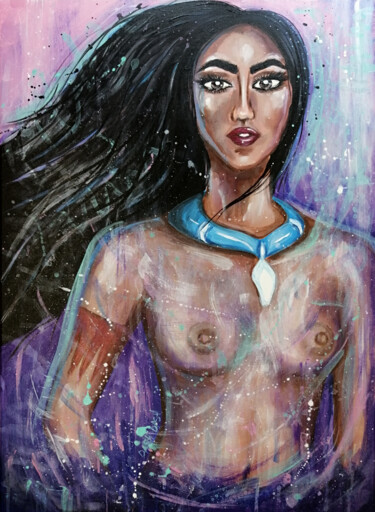 Painting titled "Pocahontas" by Daria Motovilova, Original Artwork, Acrylic