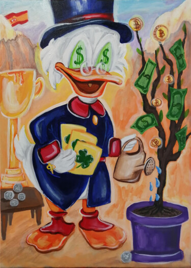Painting titled "Uncle Scrooge" by Daria Motovilova, Original Artwork, Acrylic