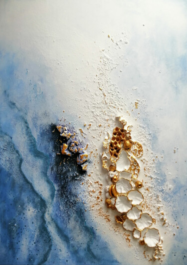 Painting titled "Marine-style abstra…" by Daria Motovilova, Original Artwork, Acrylic Mounted on Wood Stretcher frame