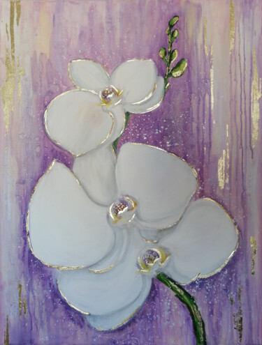 Картина под названием "Orchid" - Daria Motovilova, Подлинное произведение искусства, Акрил Установлен на Деревянная рама для…