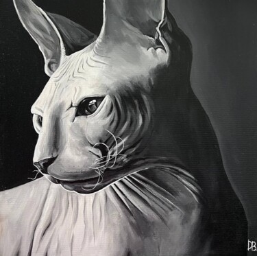 Pintura titulada "CAT" por Daria Odiiak, Obra de arte original, Acrílico Montado en Bastidor de camilla de madera
