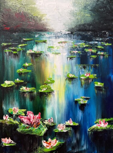 Painting titled "Water lilies" by Daria Sugrobova, Original Artwork, Oil