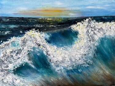 Painting titled "CURLY SEA" by Daria Sugrobova, Original Artwork, Oil