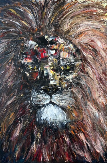 Painting titled "LION" by Daria Sugrobova, Original Artwork, Oil