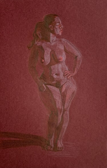 Картина под названием "Silhouette" - Daria Zasukhina, Подлинное произведение искусства, Карандаш