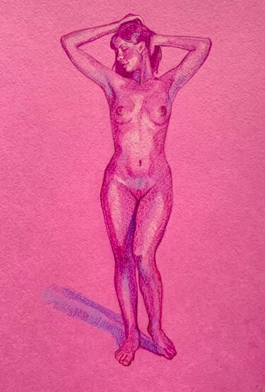 Disegno intitolato "Pink" da Daria Zasukhina, Opera d'arte originale, Matita