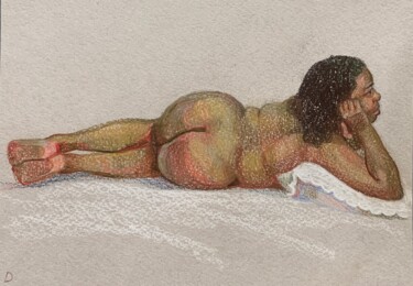 Dessin intitulée "woman in sheets" par Daria Zasukhina, Œuvre d'art originale, Crayon