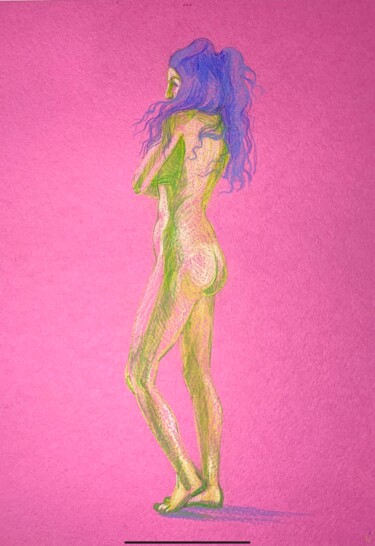 Dessin intitulée "Super woman" par Daria Zasukhina, Œuvre d'art originale, Crayon
