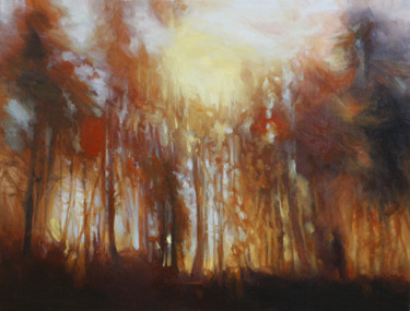 Painting titled "The first fire" by Daria Kucharczyk, Original Artwork, Oil