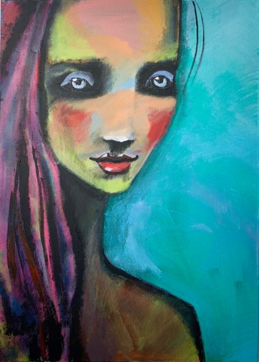 Картина под названием "Aimi" - Daria Ozhereleva, Подлинное произведение искусства, Акрил