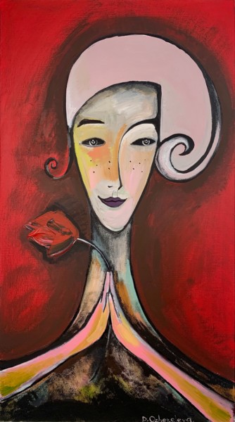 Painting titled "Camellia" by Daria Ozhereleva, Original Artwork, Acrylic