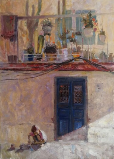 Painting titled "Childhood" by Dariia Onyshchenko, Original Artwork, Oil
