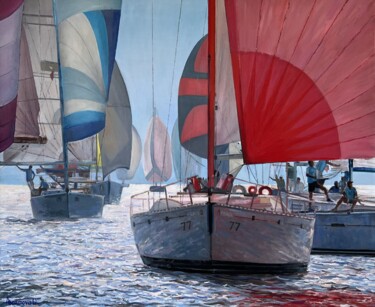 Malerei mit dem Titel "After the regatta" von Darina Abramova, Original-Kunstwerk, Öl