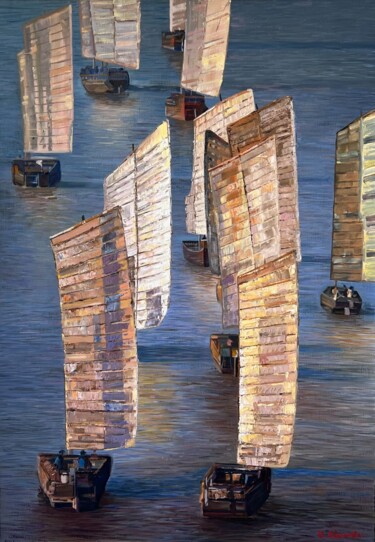 Painting titled "THE EAST SAILS" by Darina Abramova, Original Artwork, Oil