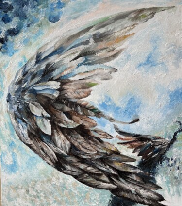 Painting titled "Крылья" by Darina Lyalina, Original Artwork, Oil Mounted on Cardboard