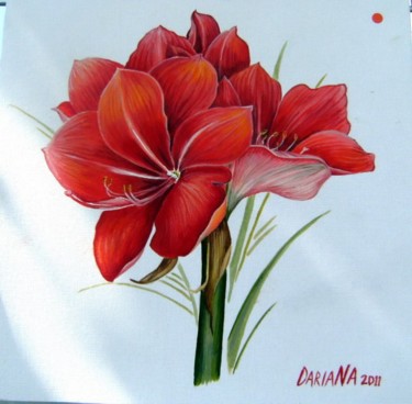 Painting titled "fleur1" by Dariana, Original Artwork