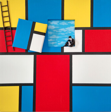 Malarstwo zatytułowany „Magritte in the Mon…” autorstwa Dario Assisi, Oryginalna praca, Akryl Zamontowany na Drewniana rama…