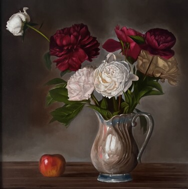 Painting titled "Still life untitled…" by Dario Cavicchioni, Original Artwork, Oil Mounted on Wood Stretcher frame
