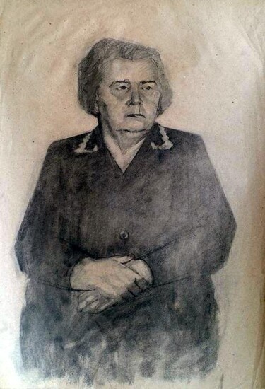 Drawing titled "Portrait of Woman" by Dario Raffaele Orioli, Original Artwork, Charcoal