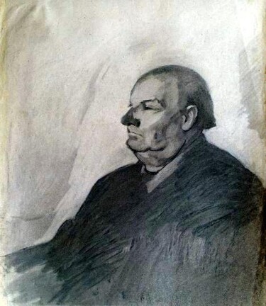 Disegno intitolato "Portrait of Man" da Dario Raffaele Orioli, Opera d'arte originale, Carbone