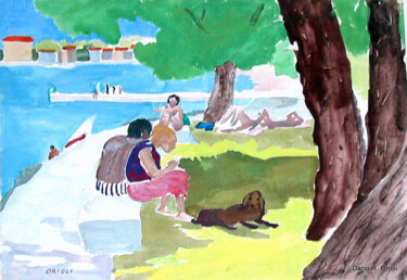 Malarstwo zatytułowany „On the Beach II” autorstwa Dario Raffaele Orioli, Oryginalna praca, Tempera