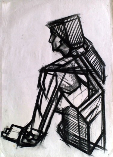 Dibujo titulada "Nude x" por Dario Raffaele Orioli, Obra de arte original, Carbón