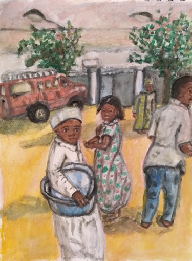 Pintura intitulada "Burkina children" por Daris, Obras de arte originais, Acrílico