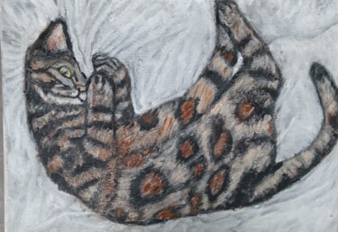 Peinture intitulée "chat leopard ( comm…" par Daris, Œuvre d'art originale, Acrylique