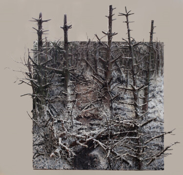 Картина под названием "Snow scene" - Dariusz Romanowski, Подлинное произведение искусства, Масло Установлен на Деревянная па…