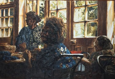 Картина под названием "Interior with women…" - Dariusz Romanowski, Подлинное произведение искусства, Масло