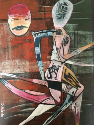 Картина под названием "Bieg" - Dariusz Górski, Подлинное произведение искусства, Пастель Установлен на Деревянная панель