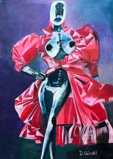 Pittura intitolato "Czerwona Sukienka" da Dariusz Górski, Opera d'arte originale, Pastello