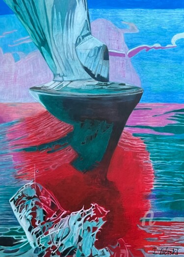 Pintura titulada "Statek" por Dariusz Górski, Obra de arte original, Pastel Montado en Bastidor de camilla de madera