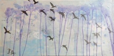 Картина под названием "HIGH FLYING BIRDS" - Dariya Afanaseva, Подлинное произведение искусства, Акрил Установлен на Деревянн…
