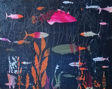 Картина под названием "fish share water wi…" - Dariya Afanaseva, Подлинное произведение искусства, Акрил Установлен на Дерев…