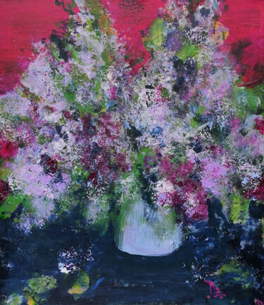 Картина под названием "Lilac" - Dariya Afanaseva, Подлинное произведение искусства, Акрил Установлен на Деревянная рама для…