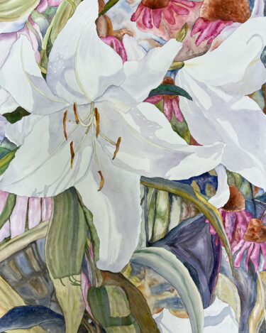 Peinture intitulée "Летний сад" par Dariya Pavlenko, Œuvre d'art originale, Aquarelle